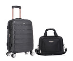 Rockland Melbourne Hardside Expandable Spinner Wheel Luggage, Checked Large 28", Black
