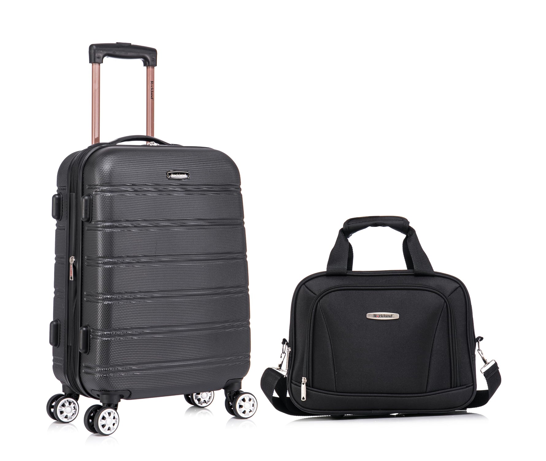 Rockland Melbourne Hardside Expandable Spinner Wheel Luggage, Checked Large 28", Black