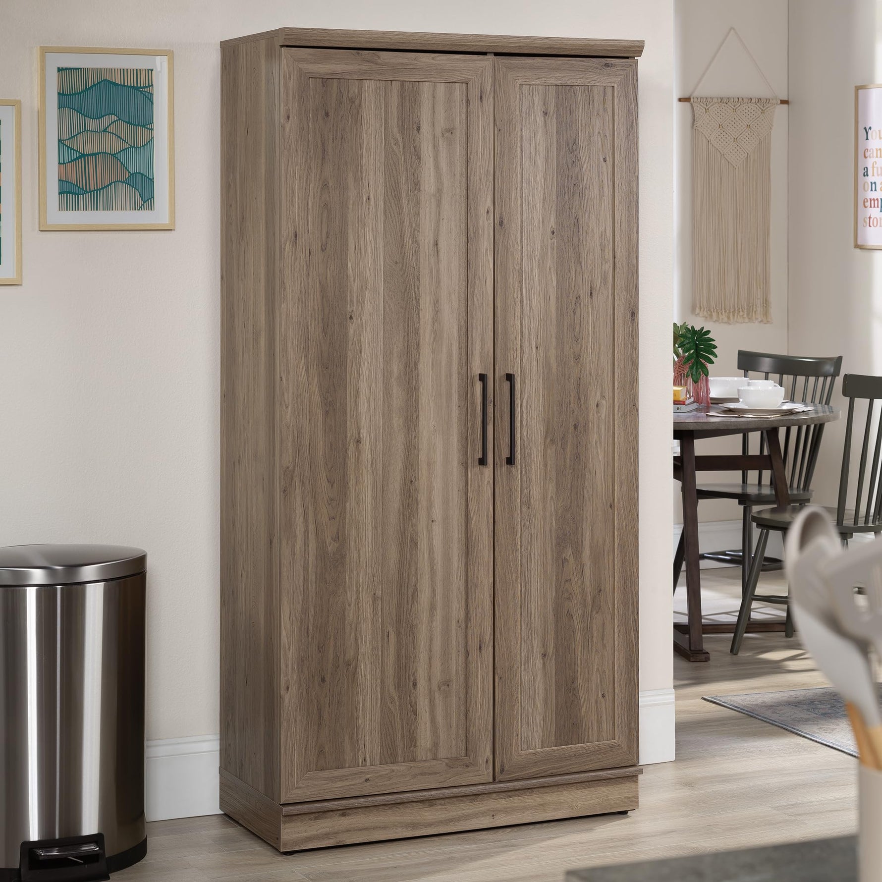 Sauder HomePlus Kitchen Storage Pantry Cabinet with Swing Door Storage and Adjustable Shelves, in Soft White finish