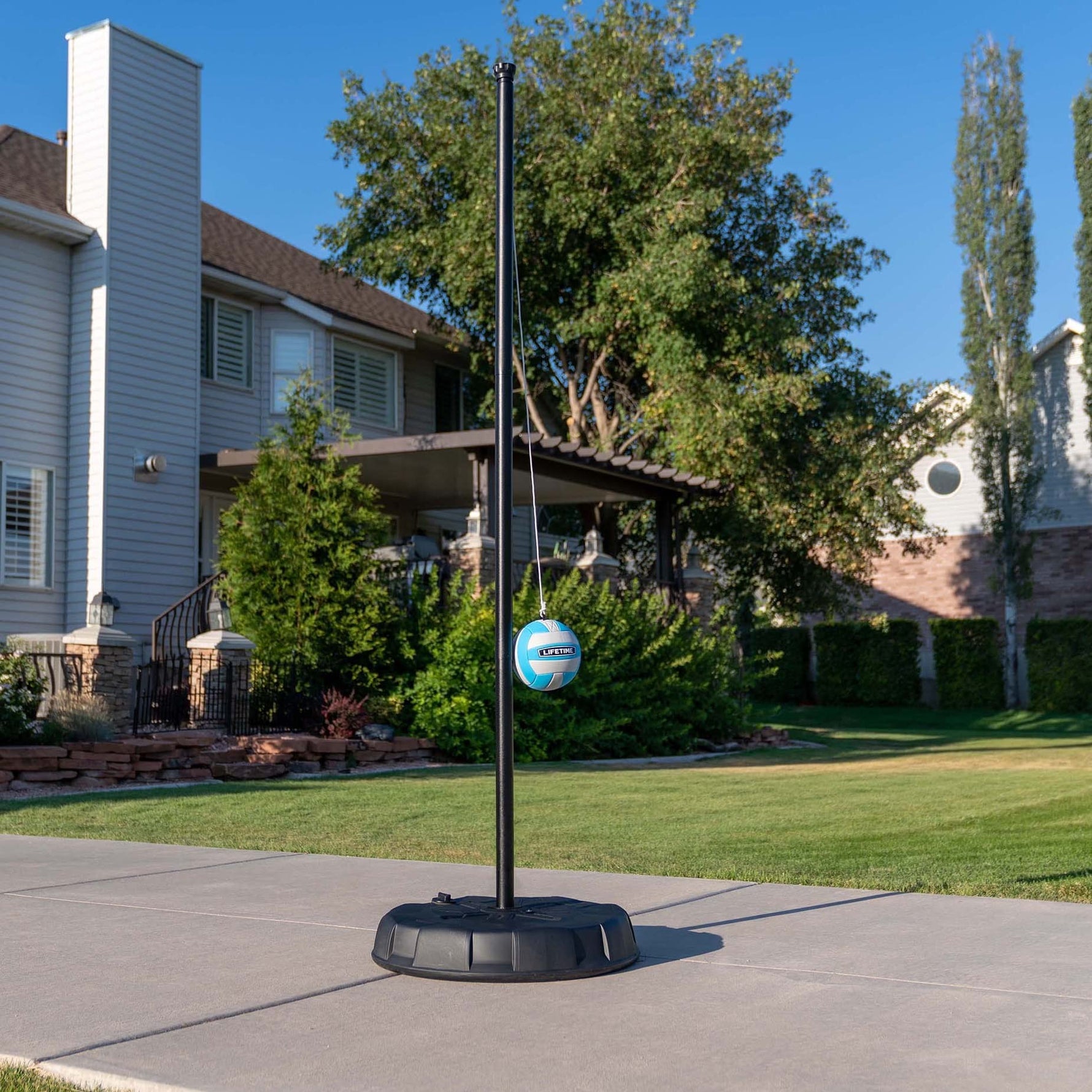Lifetime Portable Tetherball System, 8" Softplay Ball, Heavy‑Duty Base, Powder‑Coated Steel Pole, 72" Nylon Cord, Stabilizers for Aggressive Play, Outdoor Backyard Game for All Ages