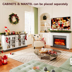 Naice 72" Electric Fireplace with Mantel and Cabinets, Fireplace TV Stand for Living Room Bedroom, Stacked Stone Surround and Remote Control 3D Realistic Flame, Black