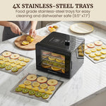 Elite Gourmet Food Dehydrator, Stainless Steel Trays Food Dehydrator, Adjustable Temperature Controls, Jerky Herbs Fruit Veggies Snacks