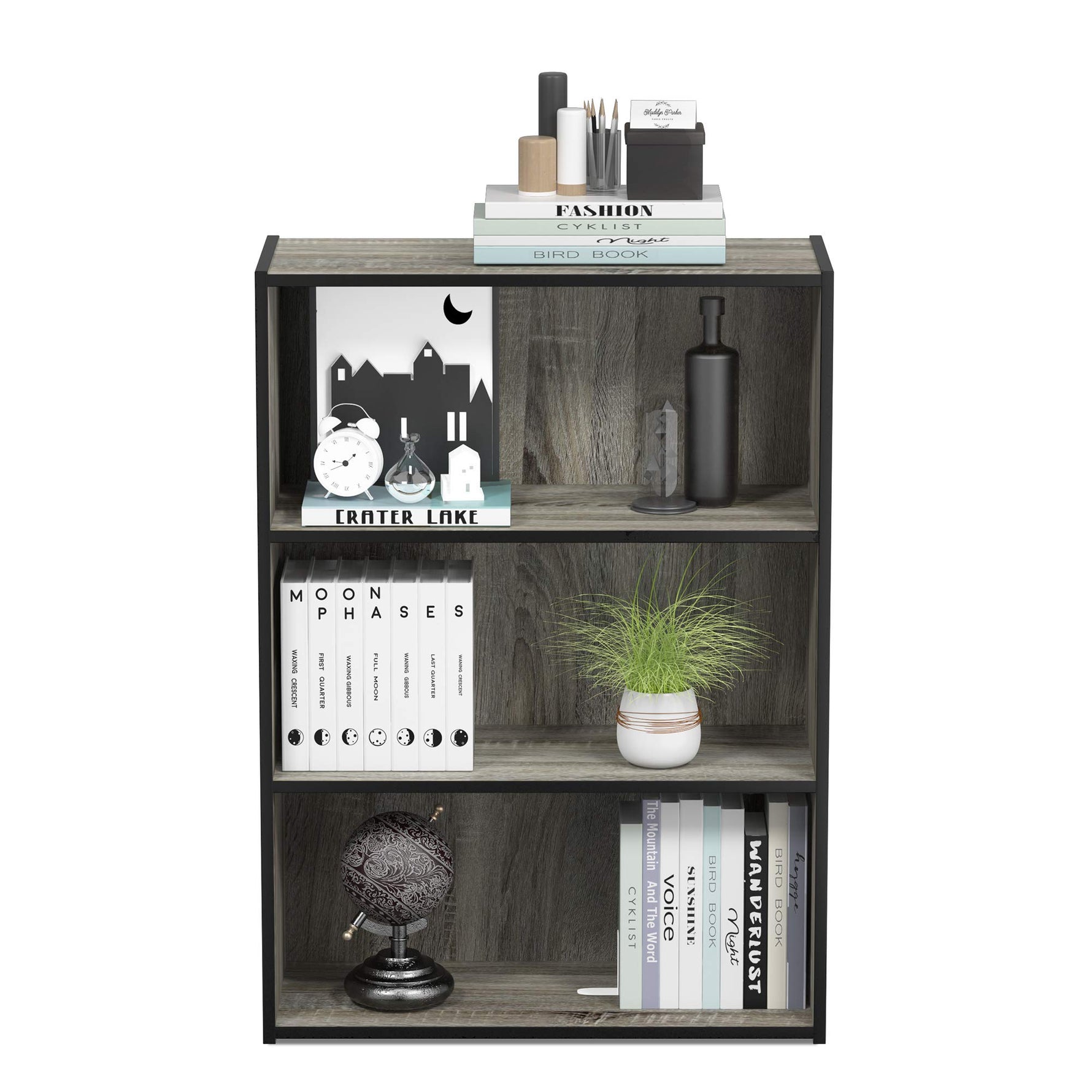 Furinno PASIR Book Shelf, 3-Tier Bookshelf, Storage Shelves Bookcase, 9.7 x 23.7 x 31.5, for Living Room, Bedroom, Home Office, Plain White