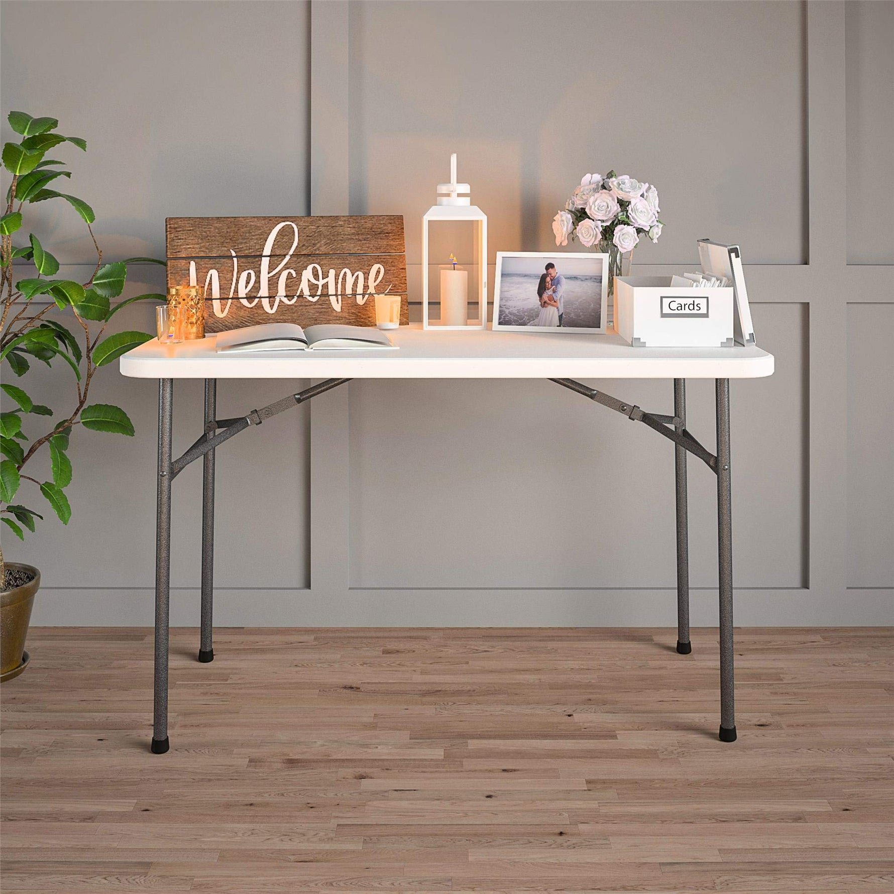 COSCO 6 ft. Fold-in-Half Banquet Table w/Handle, Black