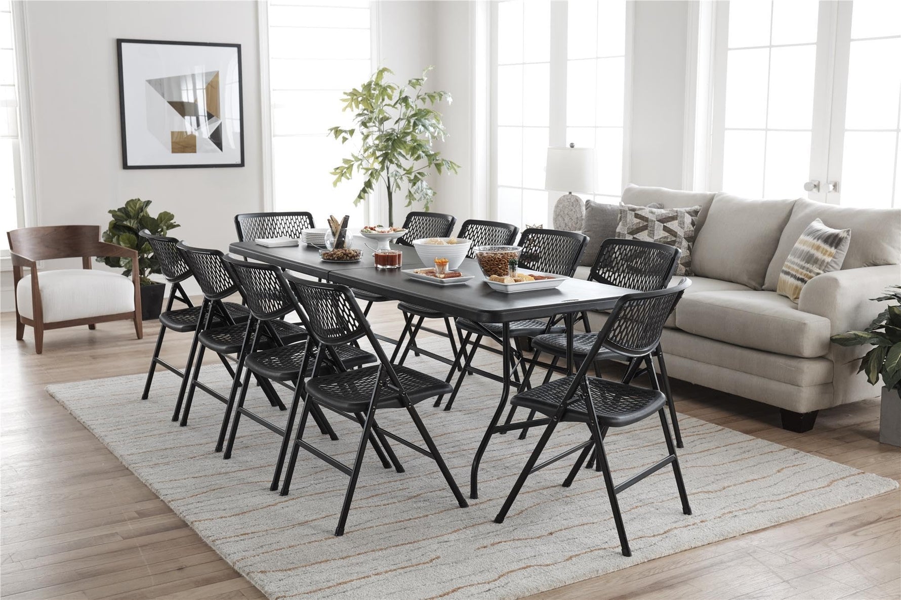 COSCO 6 ft. Fold-in-Half Banquet Table w/Handle, Black