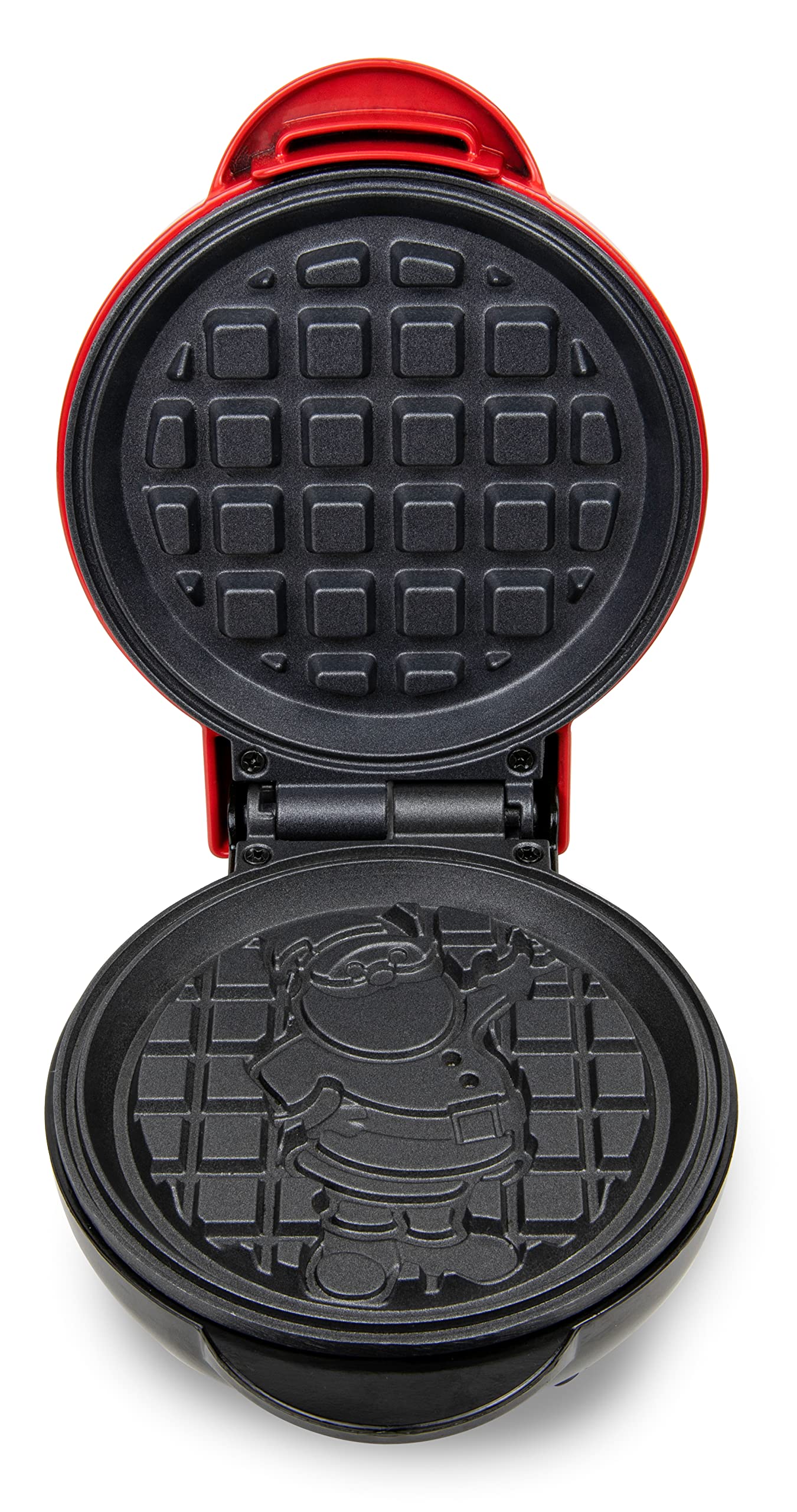 Nostalgia MyMini Personal Electric Santa Waffle Maker, Holiday Themed, 5-Inch Cooking Surface, Hash browns, French Toast, Grilled Cheese, Quesadilla, Brownies, Cookies, Red