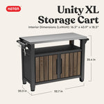Keter Unity XL Portable Outdoor Table with Stainless Steel Top for Kitchen Prep and Outdoor Storage Cabinet for Grilling Accessories, Dark Grey