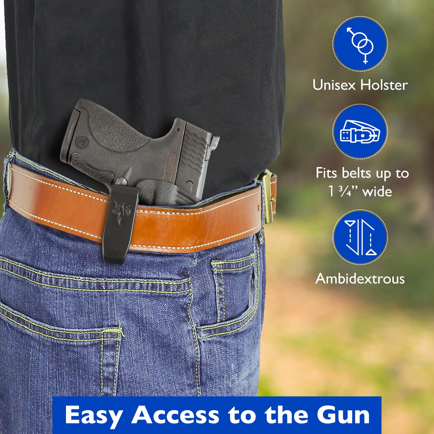 DeSantis Slim Tuk IWB Holster for Men and Women - Holster IWB, Conceal Carry, Fits the S&W M&P Shield 9/40, 9 Shield Plus w/or w/Out Red Dot - Ambidextrous, Black