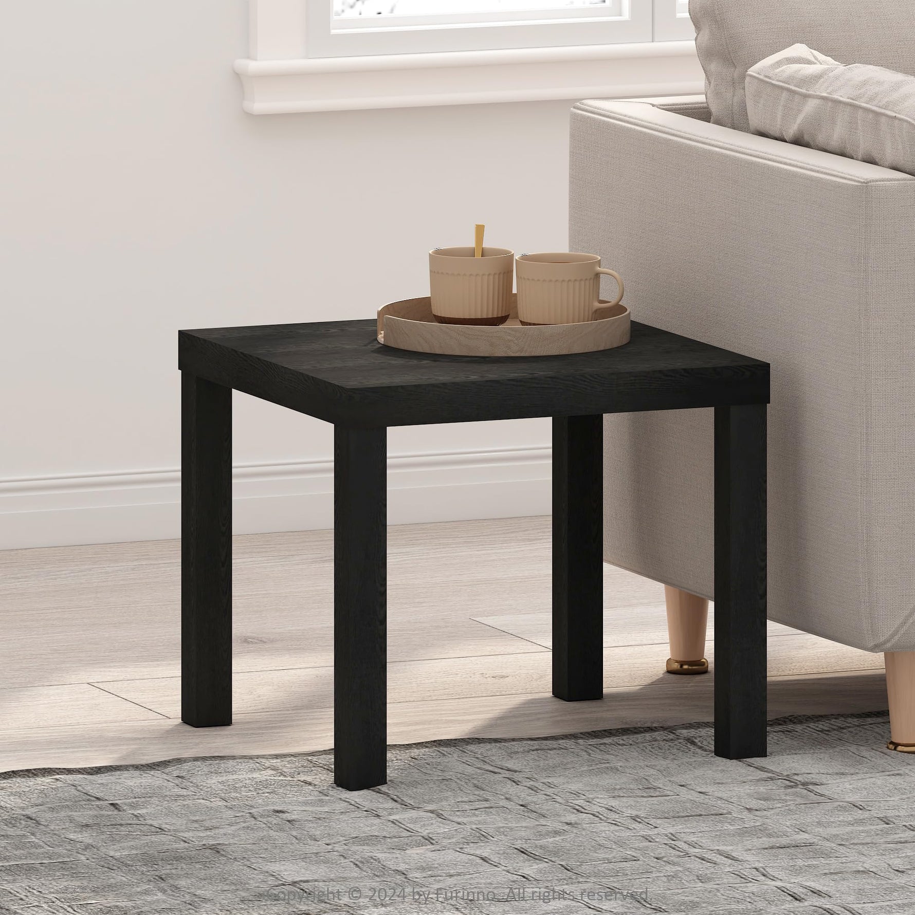 Furinno CLASSIC Coffee Table, Modern Rectangle Coffee Table with 1.8" Triple Thick Tabletop, Side Table, Toolless Assembly, for Living Room, Home Office, Black