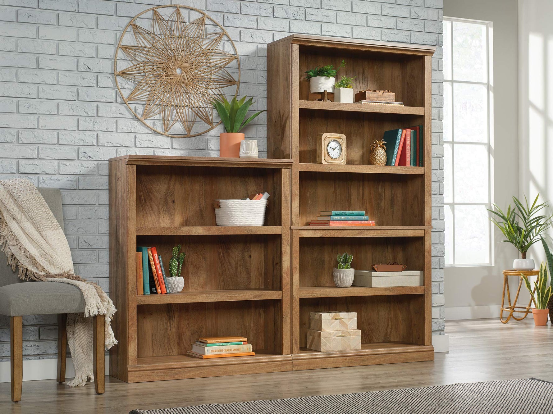 Sauder Miscellaneous Storage 3-Shelf Bookcase/ Book shelf, Oiled Oak finish