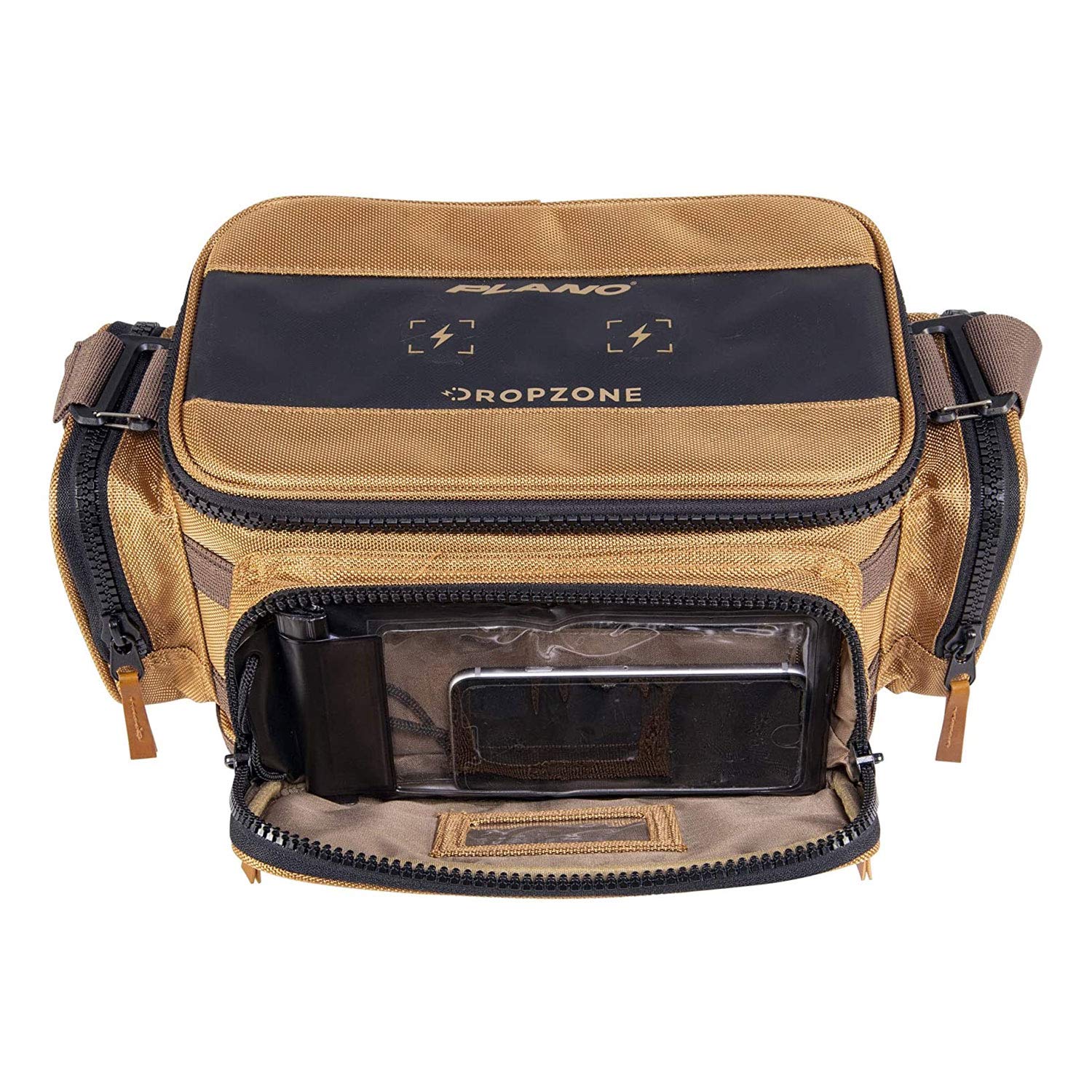 Plano Guide Series 3500 Tackle Bag, Beige, Includes 5 3500 Stowaway Organization Boxes, Premium Soft Fishing Tackle Storage, Waterproof & Non-Skid Base