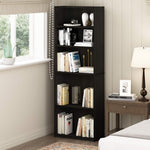 Furinno Jaya Book Shelf, 5-Tier Bookshelf, Bookcase with Adjustable Shelves, 9.5 x 24.5 x 71.2, for Organization and Storage, for Living Room, Bedroom, Home Office, Blackwood