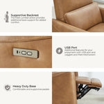 CHITA Power Recliner Chair Swivel Glider, FSC Certified Upholstered Living Room Nursery Reclining Sofa Chair with Lumbar Support, Linen