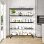 UltraDurable 5-Tier NSF Steel Wire Shelving, 48"W x 24"D x 76"H, Black | Heavy-duty commercial-grade solid steel wire storage rack featuring 800 pounds per shelf weight capacity