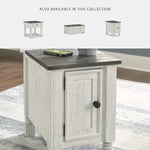 Signature Design by Ashley Havalance Casual Chair Side End Table, Dual USB Charging Port, Fixed Shelf, Pine Wood, 16" W x 24.25" D x 22.88" H, White & Gray