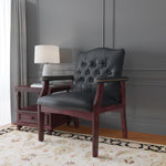 Boss Office Products Traditional Caressoft Vinyl Guest Chair with Mahogany Finish Wood Base, Black