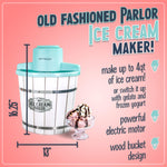 Nostalgia Electric Ice Cream Maker - Old Fashioned Soft Serve Ice Cream Machine Makes Frozen Yogurt or Gelato in Minutes - Fun Kitchen Appliance - Vintage Wooden Style - Dark Wood - 4 Quart