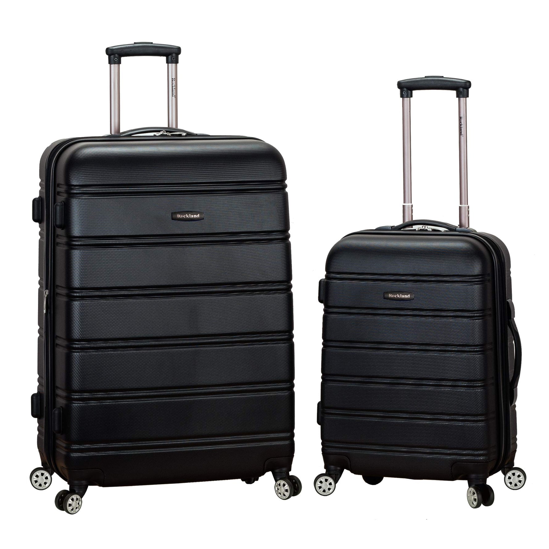 Rockland Melbourne Hardside Expandable Spinner Wheel Luggage, Checked Large 28", Black