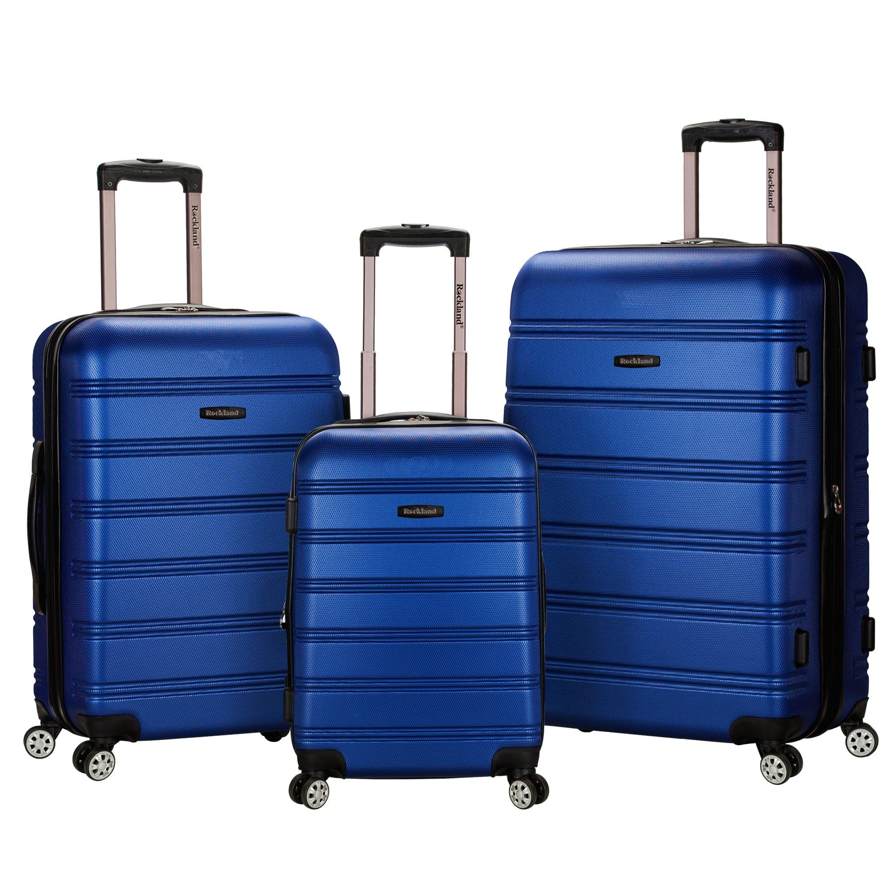 Rockland Melbourne Hardside Expandable Spinner Wheel Luggage, Checked Large 28", Black