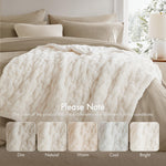 Madison Park Ruched Fur Luxury Throw Premium Soft Cozy Brushed Long Faux Fur For Bed, Couch or Sofa , 50x60" , Ivory
