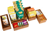 Seville Classics Bamboo Wood Storage Bins Organizer Boxes for Kitchen Counter, Pantry, Closet, Office Bedroom, Makeup, Bathroom, Nursery, K Cup, 5 Piece 3-Size (1 XL, 2L, 2M) Shelf Bin Set, Bamboo