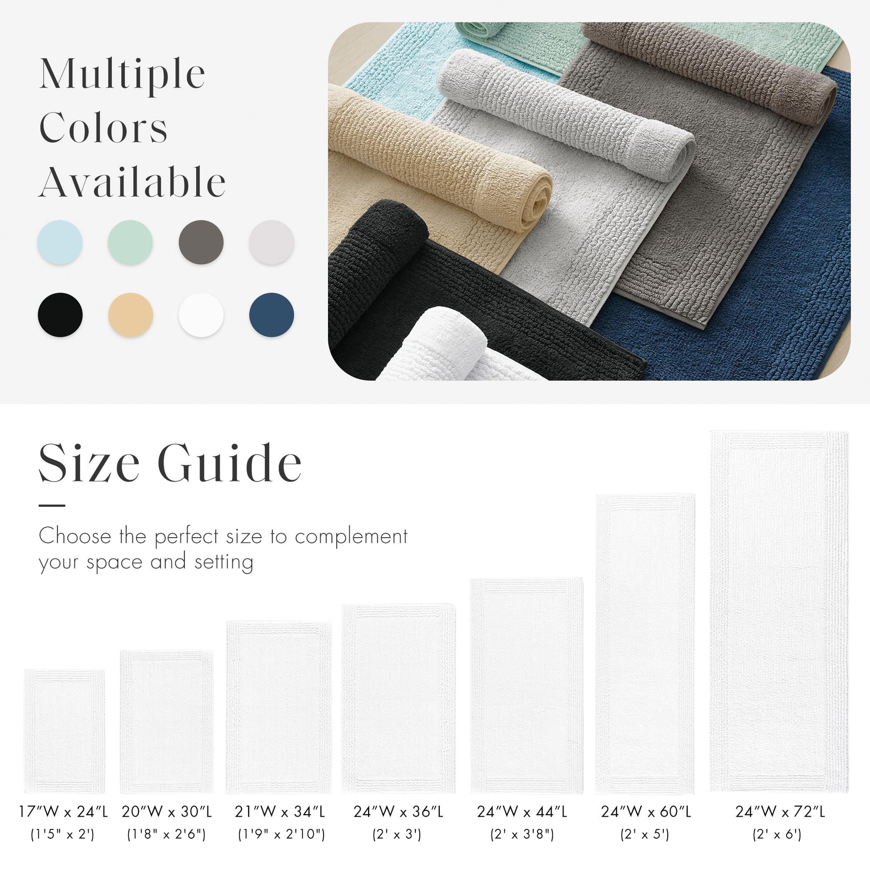 Madison Park Splendor Reversible 100% Cotton Tufted Bathroom Rug-3000 GSM Hotel Quality Luxurious Plush Medium Pile Bath Mat Absorbent, Quick Dry, Shower Room Décor, 21x34, White