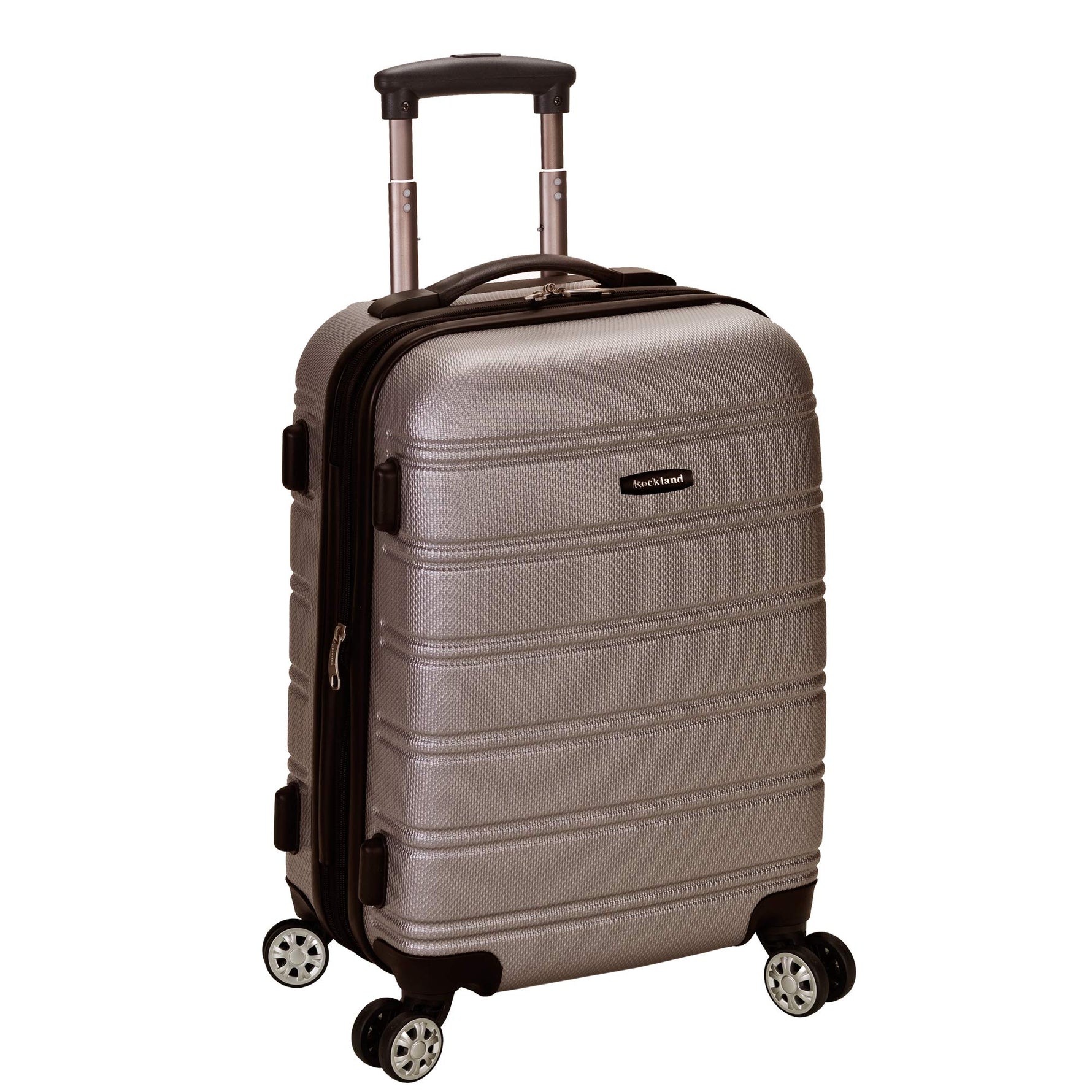 Rockland Melbourne Hardside Expandable Spinner Wheel Luggage, Checked Large 28", Black