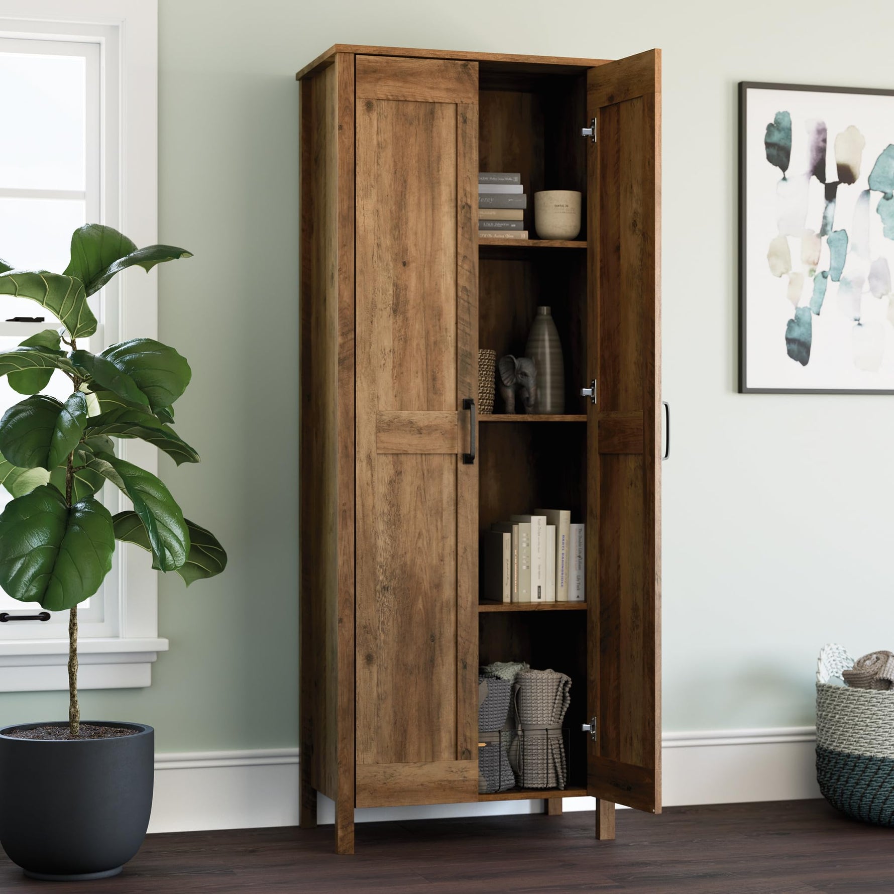 Sauder Miscellaneous Storage, Two-Door Storage Cabinet, in Spring Maple Finish