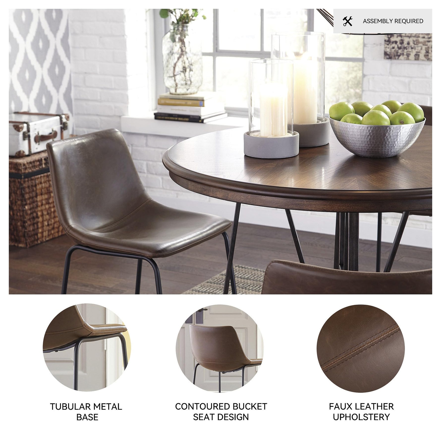 Signature Design by Ashley Centiar 24" Counter Height Modern Bucket Barstool, 2 Count, Black