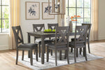 Signature Design by Ashley Caitbrook Rustic 7-Piece Dining Set – Rectangular Table with 6 X-Back Upholstered Chairs, Gray