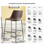 Signature Design by Ashley Centiar 24" Counter Height Modern Bucket Barstool, 2 Count, Black