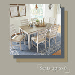 Signature Design by Ashley Caitbrook Rustic 7-Piece Dining Set – Rectangular Table with 6 X-Back Upholstered Chairs, Gray