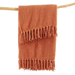 Home Soft Things Throw Blanket Knitted Tweed Throw 50'' x 60'', Rust, Super Soft Cozy Warm Comfortable Breathable Throw for Living Room Chair Couch Bed Sofa Bedroom Home Décor