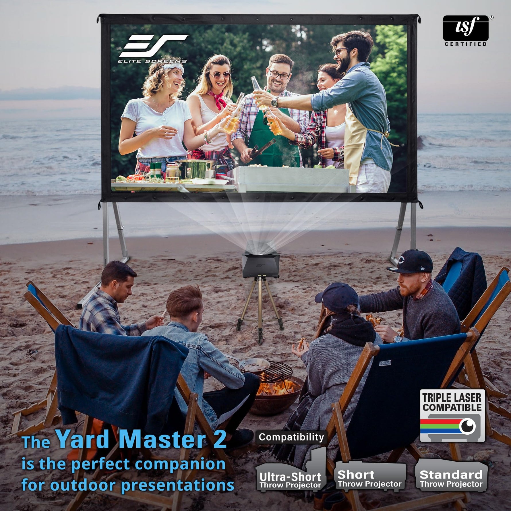 Elite Screens 120-INCH Projector Screen|Outdoor Indoor Movie Screens|16:9 Freestanding Portable Foldable ProjectionStand|Home Theater, OMS120H2