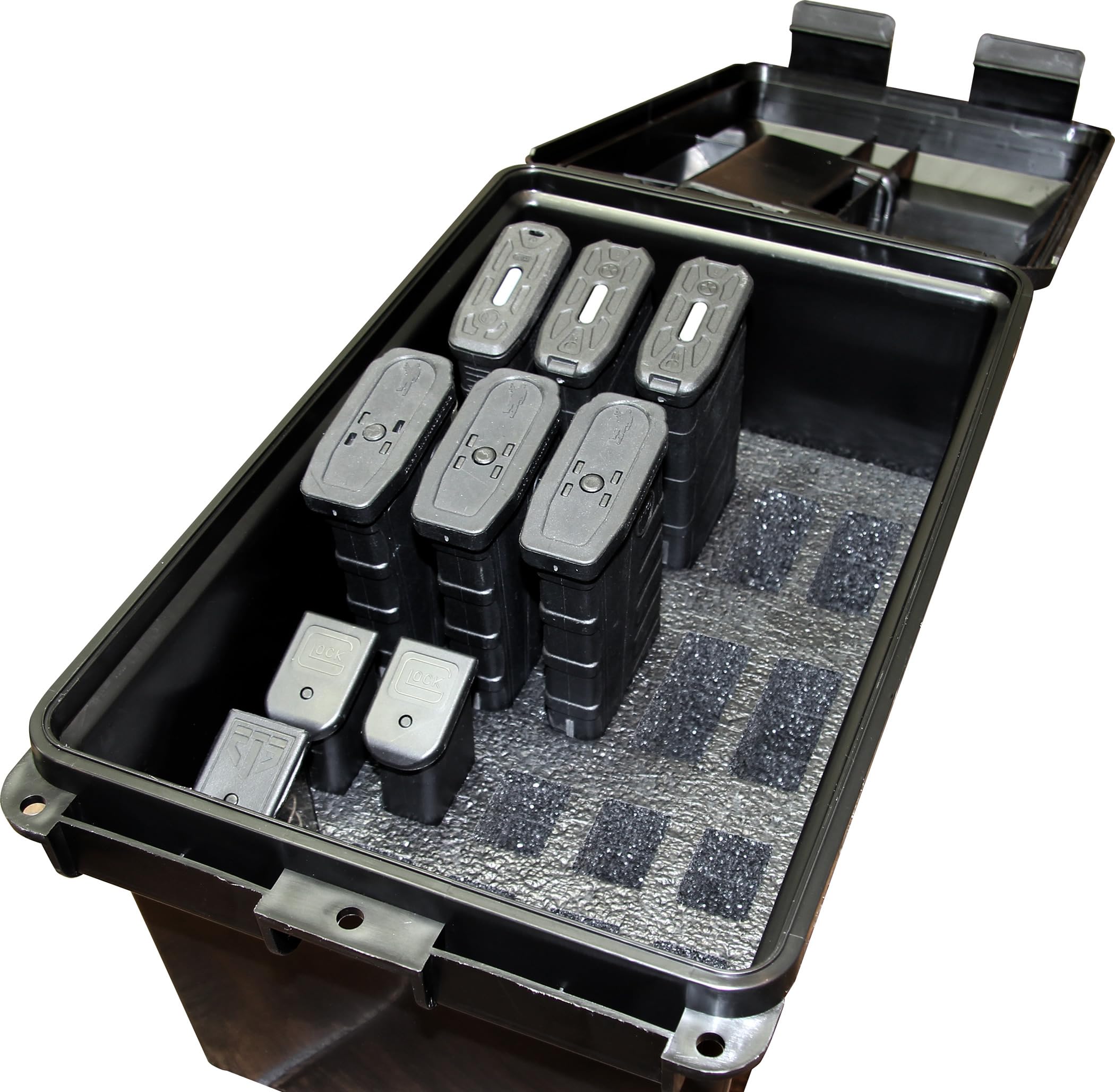 MTM Case-Gard TMCLE Tactical Mag Can, Multi Mag for 223/5.56 Magazines and 9mm to 45 ACP, Magazine Storage, USA Made, Black