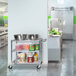 Seville Classics UltraDurable NSF Commercial Heavy Duty Metal Rolling Utility Cart, w/ Steel Shelves, Handle Bar for Restaurant, Garage, Warehouse, Kitchen, Office, Top Shelf (36"W x 18"D)