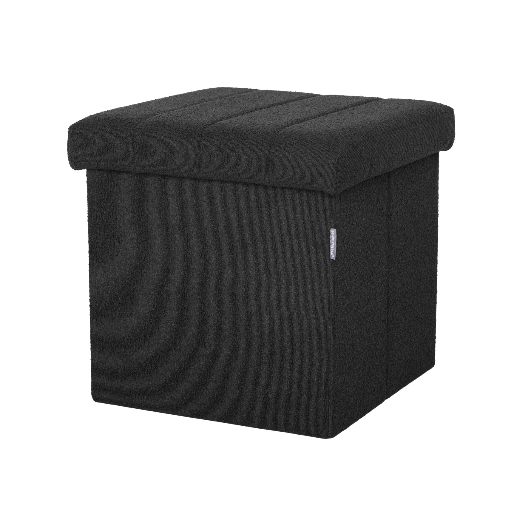 Seville Classics Cushioned Fabric Ottoman Hidden Storage Chest Footrest Chair, Padded Seat for Bedroom, Dorm, Loft, Living Room, Entryway, Hallway, Blue Velvet, 30" Bench