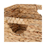 Seville Classics Premium Natural Handwoven Portable Laundry Bin Basket with Carrying Handles, Household Storage for Clothes, Linens, Sheets, Natural Water Hyacinth and Gray Rope, 3 Piece Set