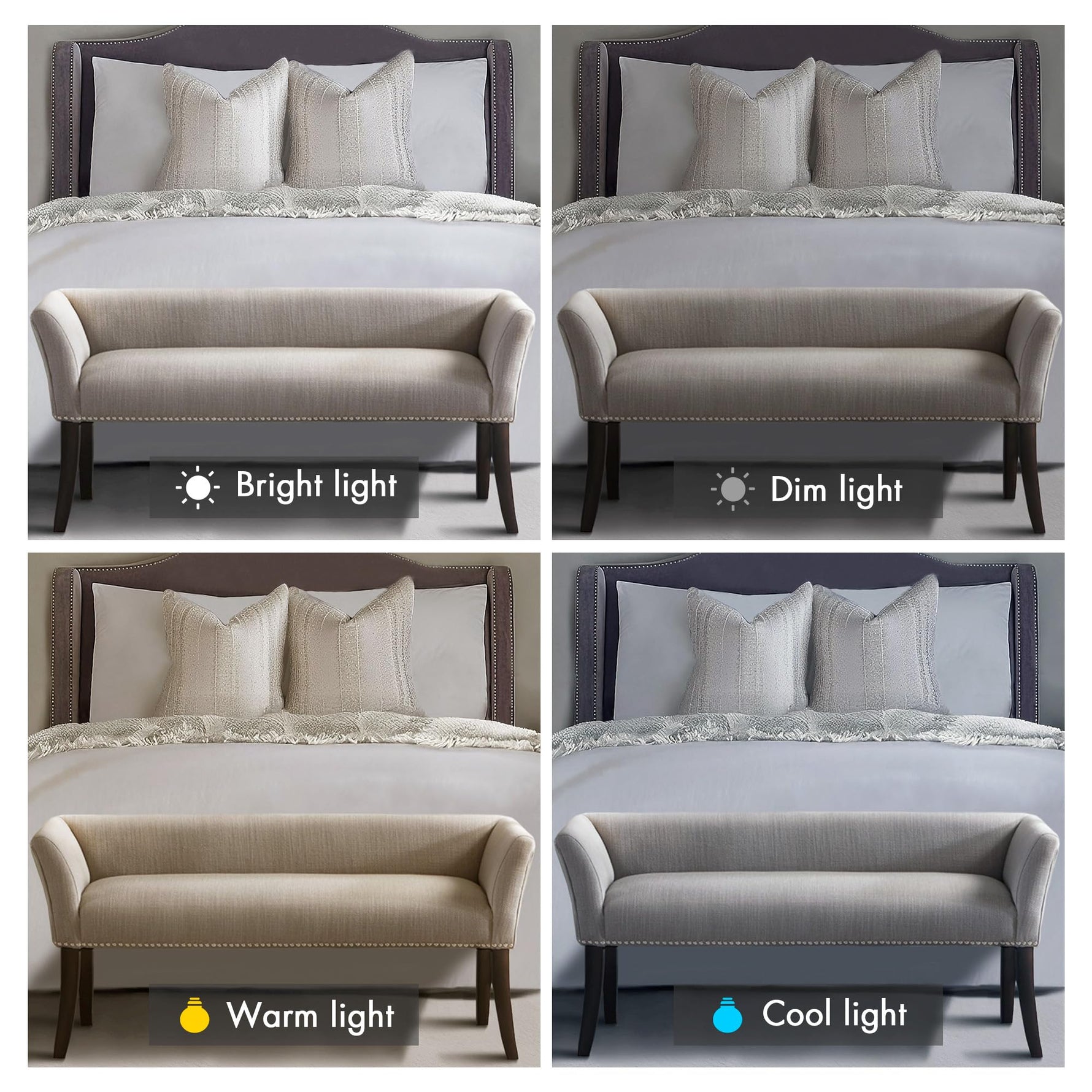 Madison Park Accent Bench, Upholstered with Nailhead Trim, & Padded Seat Entryway Bench Small, End of Bed Bench with Back, 49.5" W x 19.25" D x 23" H, Grey