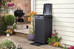 Keter Baltimore Resin 38 Gallon Outdoor Kitchen Trash Can with Lid and Drip Tray for Easy Cleaning-Perfect for Patio Dining, Black