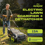 Sun Joe Corded Electric Dethatcher & Scarifier with 8-Gal Bag, 12.6-Inch Cutting Width, 12-Amp Motor - Heavy-Duty Yard Trimmer for Gardening Care and Lawn Maintenance, AJ801E