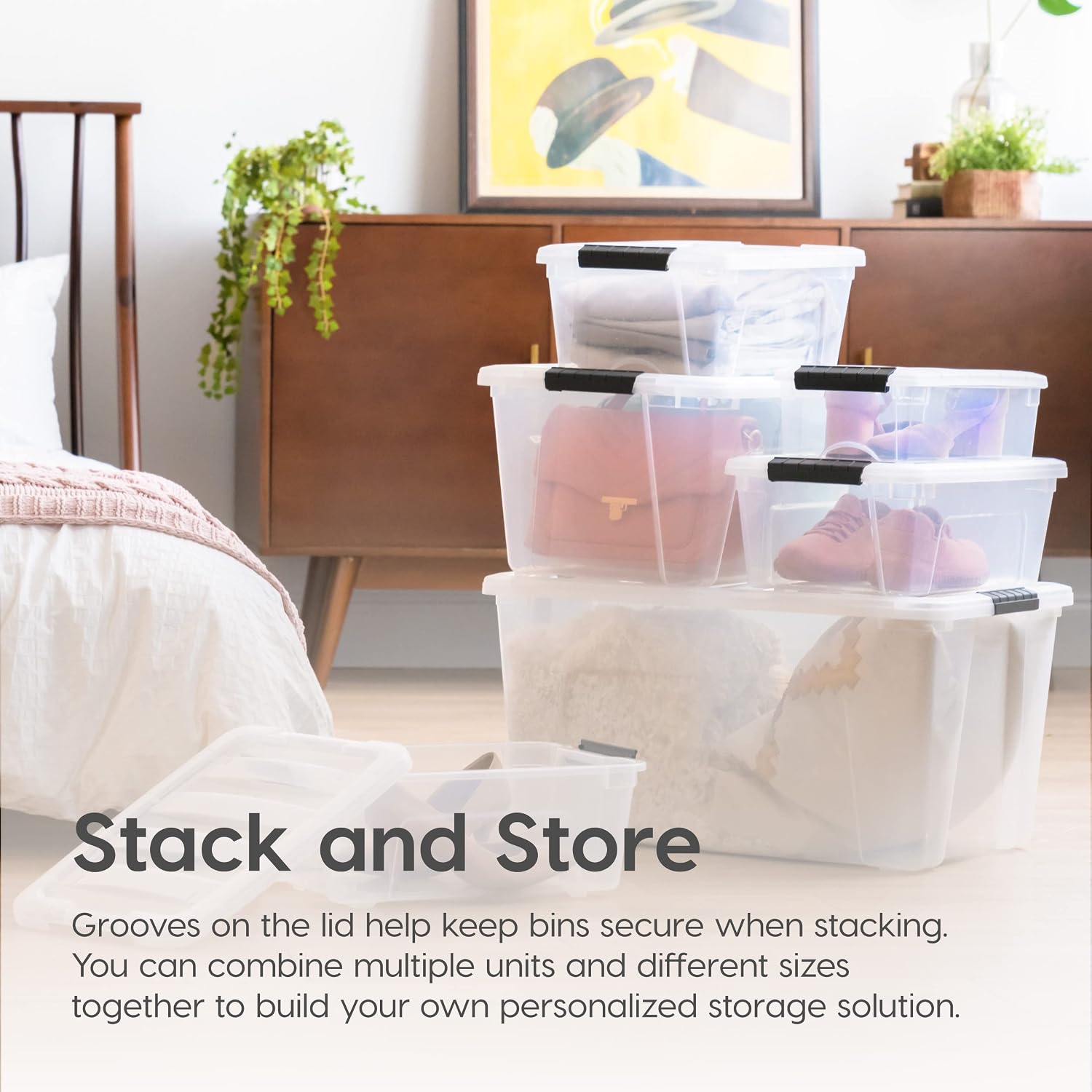 IRIS USA 6-Pack 6 Quart Storage Bins with Lids | Transparent design makes contents easy to find. Ideal for shoes, photos, documents, and small essentials. Nestable design