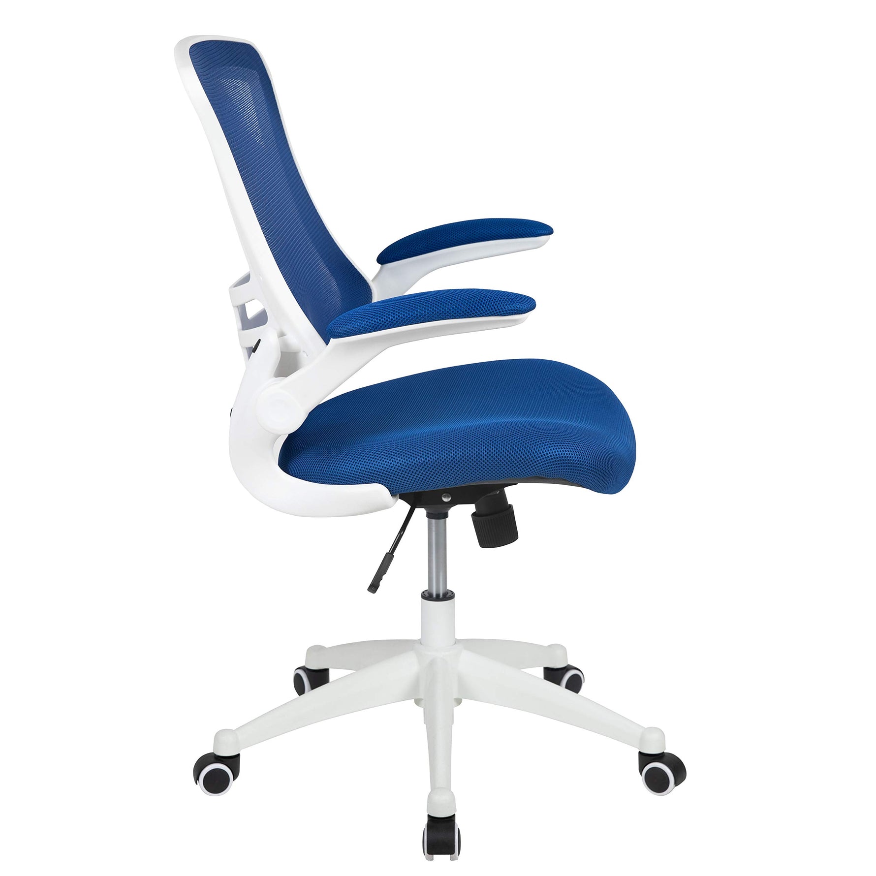 Flash Furniture Kelista Mid-Back Swivel Office Chair with Adjustable Seat Height, Ergonomic Mesh Desk Chair with Flip-Up Armrests, Black