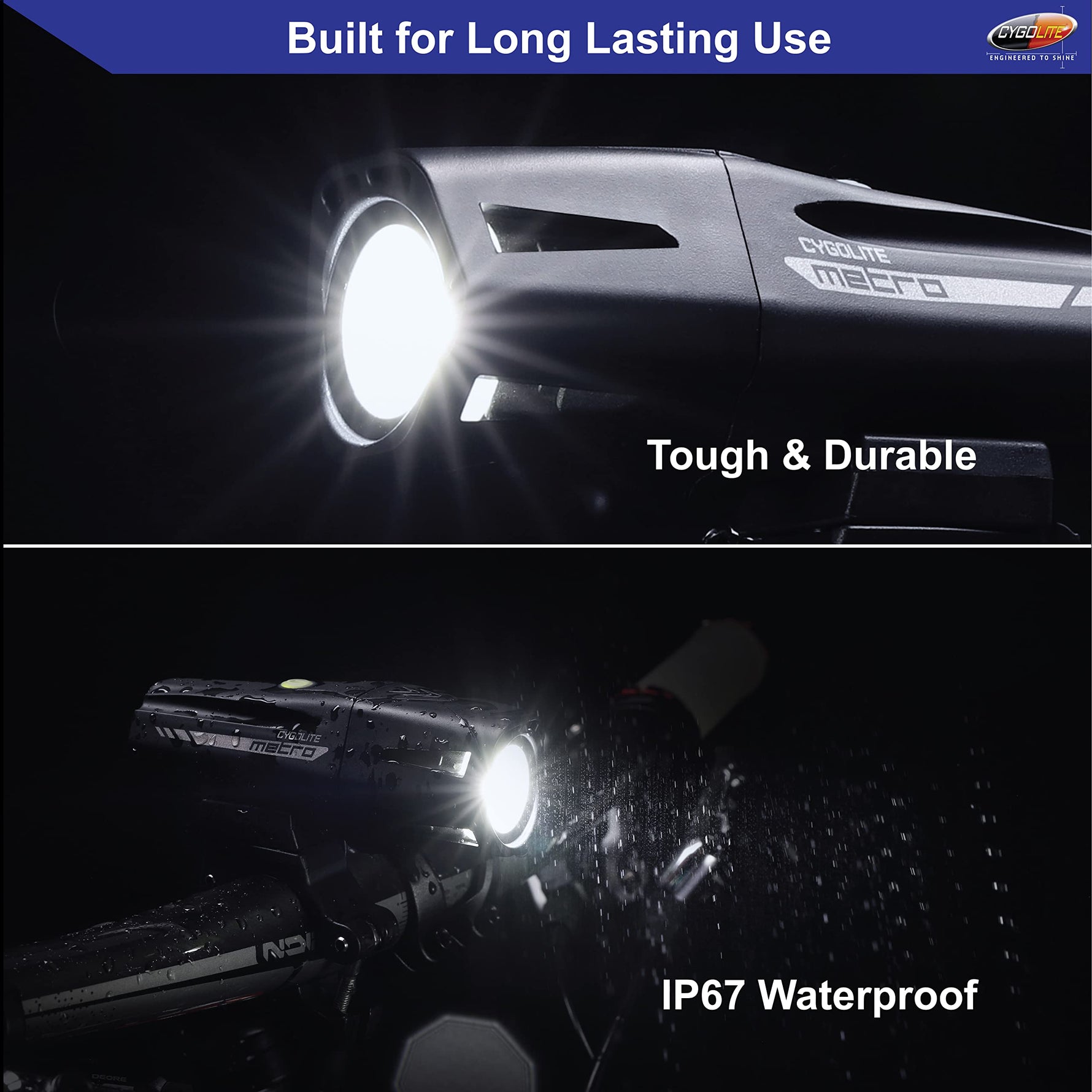 Cygolite Metro 1100 Pro Lumen Bike Light, USB Rechargeable, Secure Hard Mount, Night & Daytime Modes, Compact, Durable, IP67 Waterproof; Road, Mountain, Commuter Bicycles
