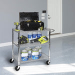 Seville Classics UltraDurable NSF Commercial Heavy Duty Metal Rolling Utility Cart, w/ Steel Shelves, Handle Bar for Restaurant, Garage, Warehouse, Kitchen, Office, Top Shelf (36"W x 18"D)