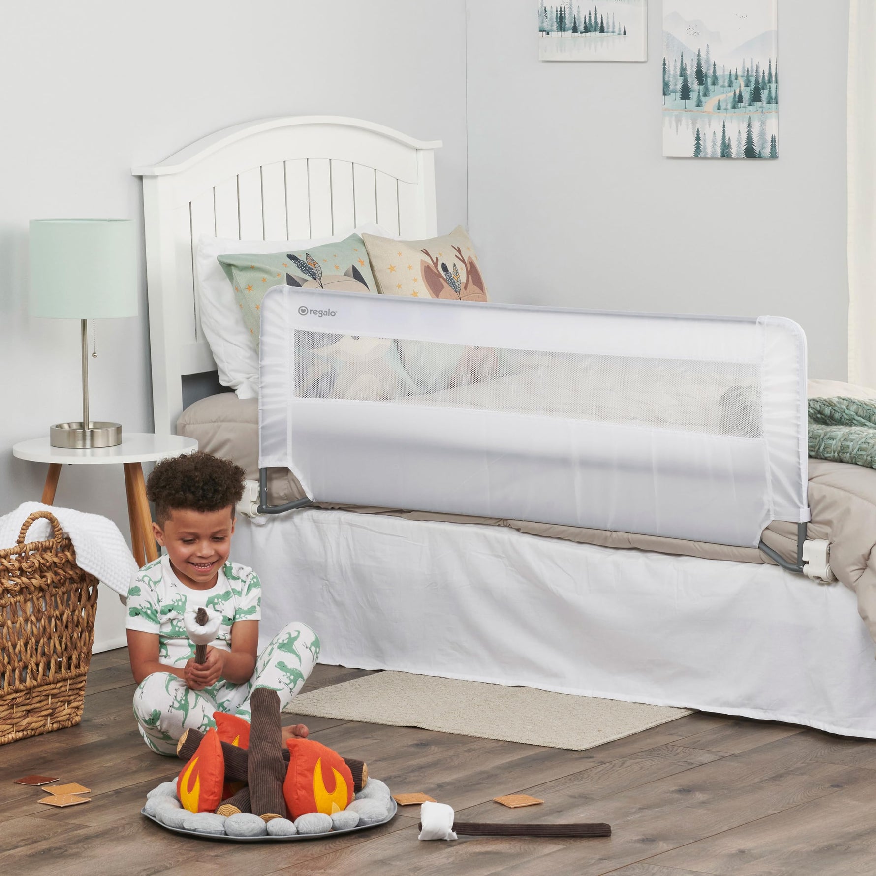 Regalo Safety 54” Extra Long Bed Rail Guard for Toddlers, Swing Down Toddler Bed Rail with Reinforced Anchor Safety System, 20” Tall Bed Safety Rail, Fits Twin, Full & Queen Beds