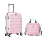 Rockland Melbourne Hardside Expandable Spinner Wheel Luggage, Checked Large 28", Black