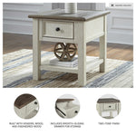 Signature Design by Ashley Bolanburg End Table for Living Room, Two-Tone Distressed Wood Side Table with Smooth-Gliding Drawer, Farmhouse Plank-Style Top, Ideal Night Stand Use, Antique White/Oak