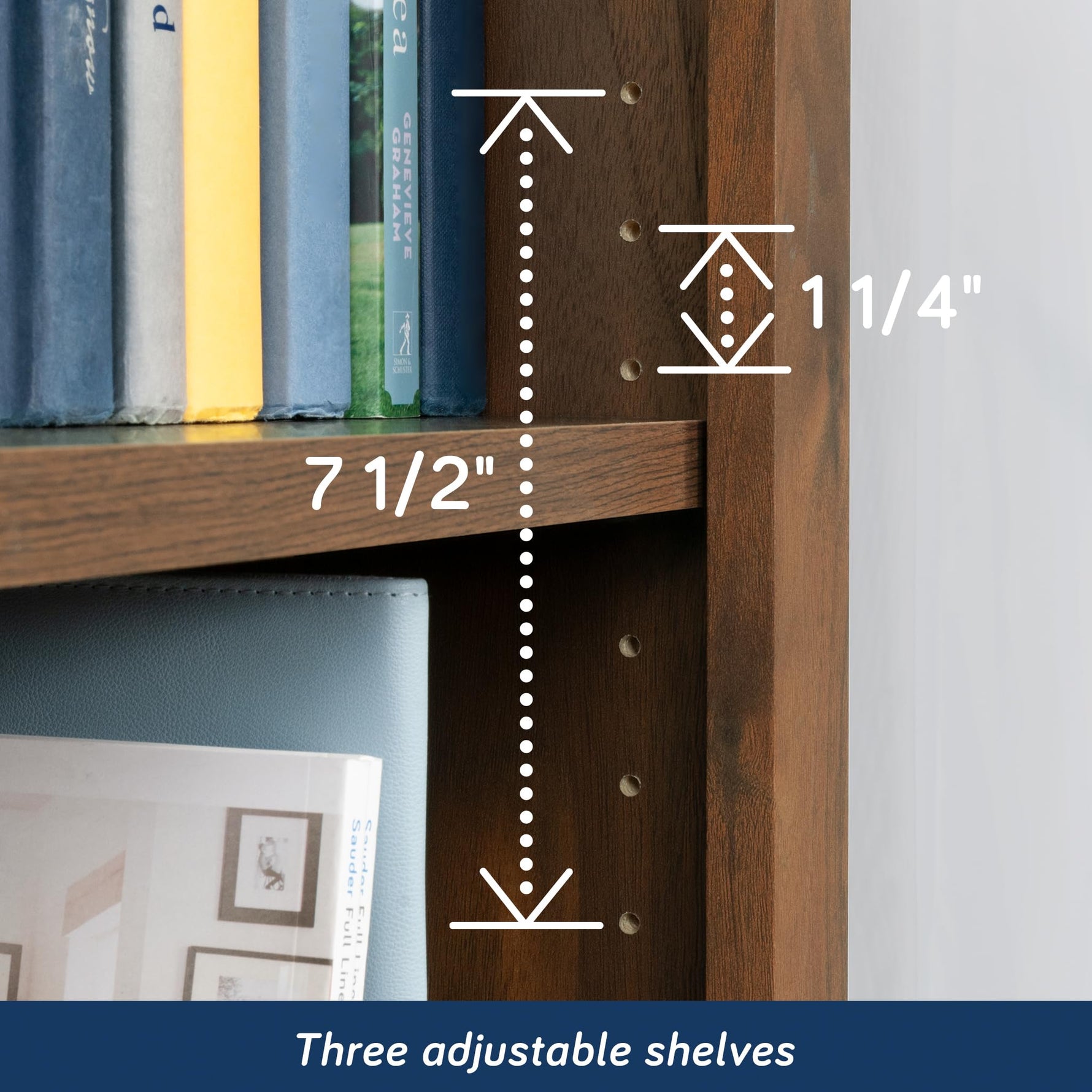 Sauder Select 5-Shelf Bookcase, Chalked Chestnut Finish