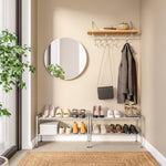 3-Tier Stackable 1" Slat Steel Frame Shoe Rack, 27.25"W x 12.75"D, Espresso | Interlocking modular design maximizes storage while the sturdy steel frame holds up to 12 pairs of shoes (Patented Design)